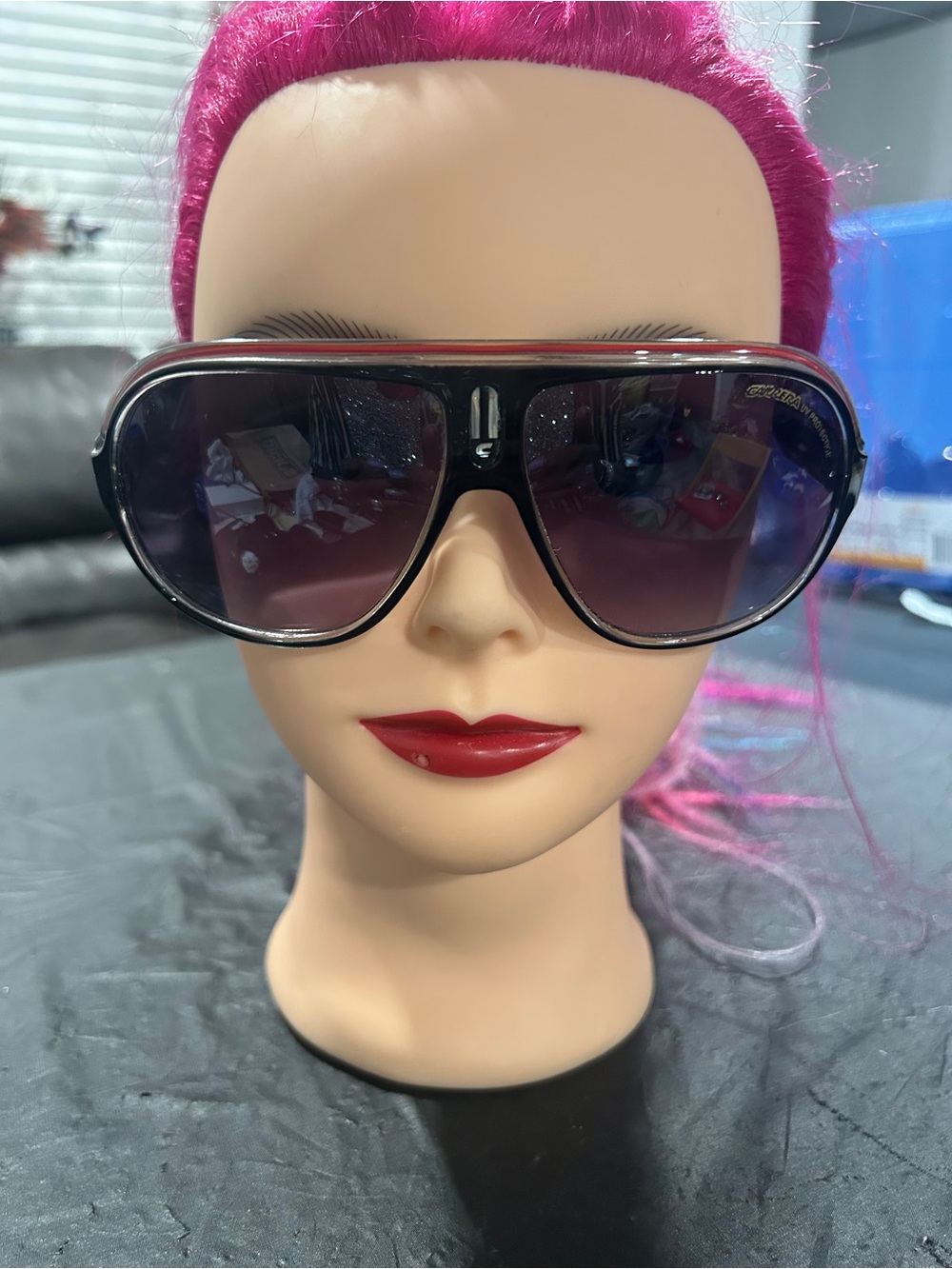Carrera Women's Aviator Sunglasses in Black with Purple Gradient Lenses unisex